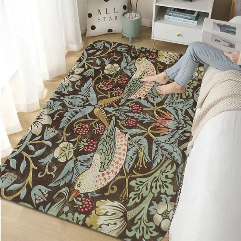 William Morris Strawberry Bathroom Rug Retro Style Carpet For Living Room Kitchen Bedroom Hotel Decor Non-Slip Floor Mat Doormat