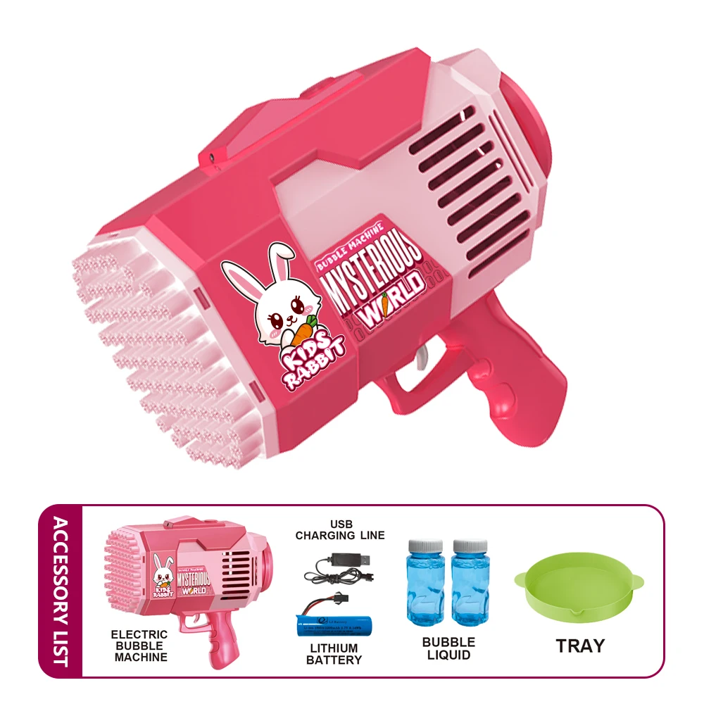 Máquina elétrica de bolhas de 73 buracos, feliz tempo de jogo ao ar livre, experimente um riqueza festa de bolhas, um presente para crianças (sem líquido de bolhas)