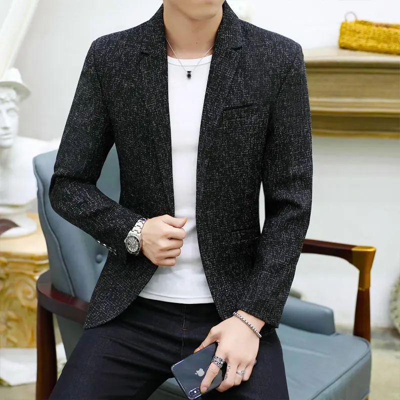 

Новая мужская деловая куртка, новая повседневная модная куртка 2025 года, одинарный весенне-осенний мужской костюм и спортивная куртка