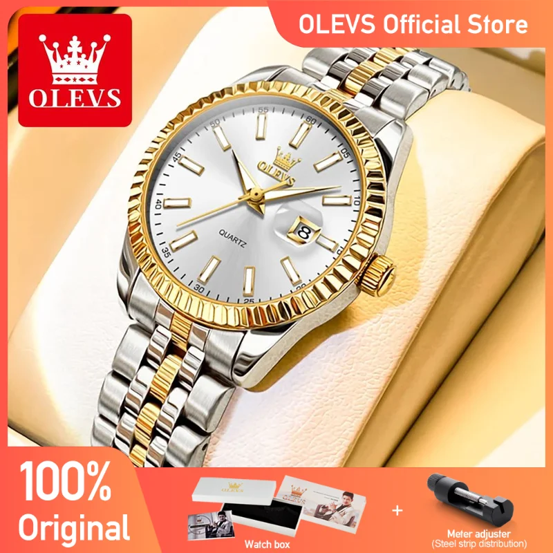 

OLEVS Women's Watches Luxury Journal Original Quartz Wristwatch for Ladies Date Magnifying glass Waterproof Luminous Elegnat