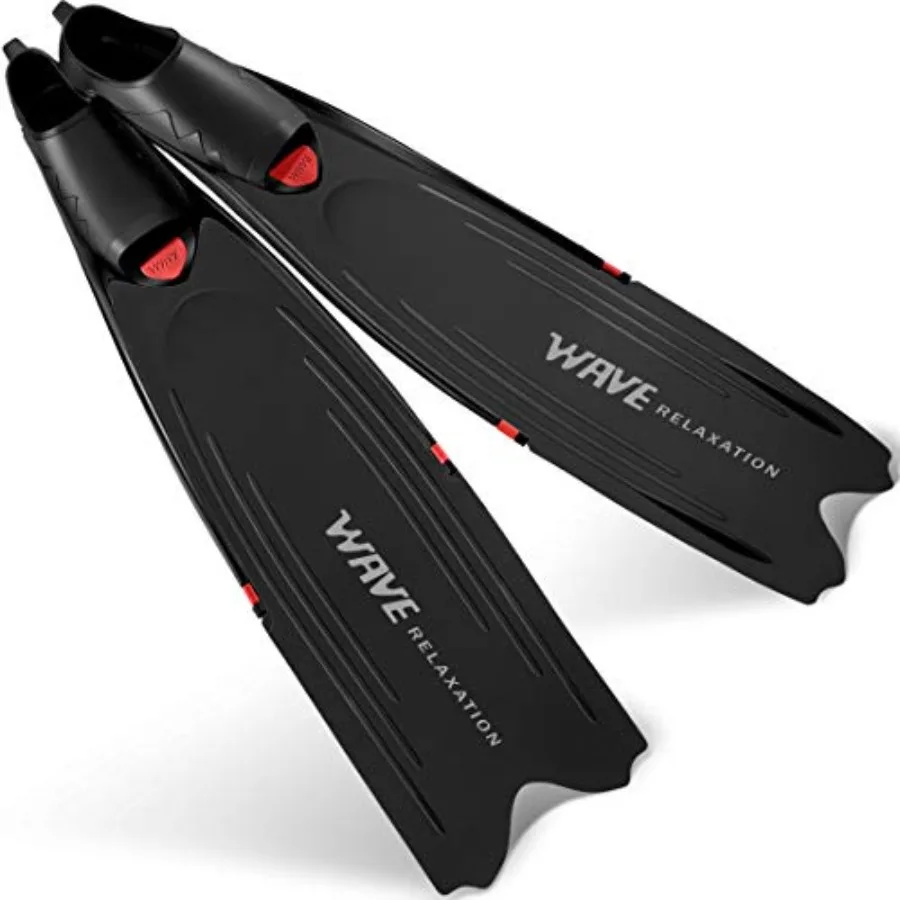 

Freediving and spearfishing fins with full pocket long blade, fiberglass-reinforced polypropylene, black, optimized hydrodynami