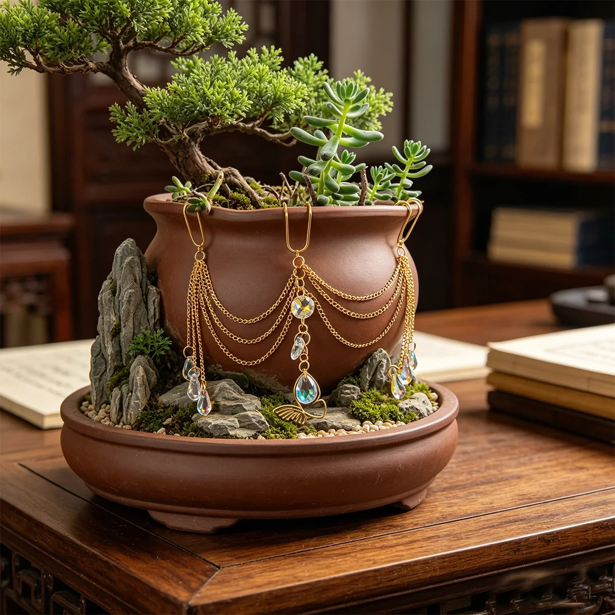 1Pc Crystal Hanging Ornament, Flower Pot Hanging Decoration, Flower Pot Sun Catcher, Sunlight Catcher, Crystal Hanging Ornament Flower Pot Chain, Bohemian Style Flower Pot Decoration, Suitable for Decorating Indoor Flower Pots, Adding an Artistic Touch to the Home Environment.