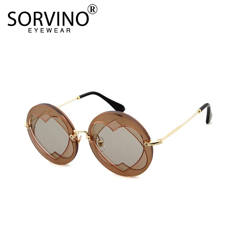 SORVINO Love Heart Shaped Sunglasses Women Fashion Sexy Retro Vintage Round Double Love Sun Glasses UV400 Shades Unisex Eyewear