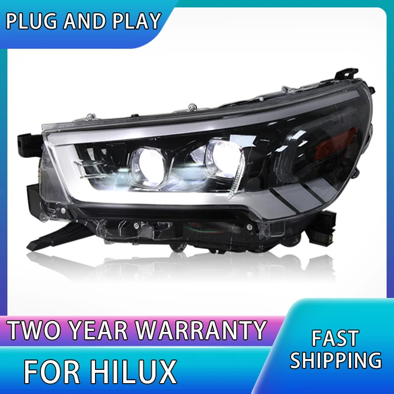 Car Styling For Toyota Hilux Headlights 2021 2022 HILUX VIGO Hilux Revo Head Lamp LED Bi-Lens Dynamic Turn Signal Accessories