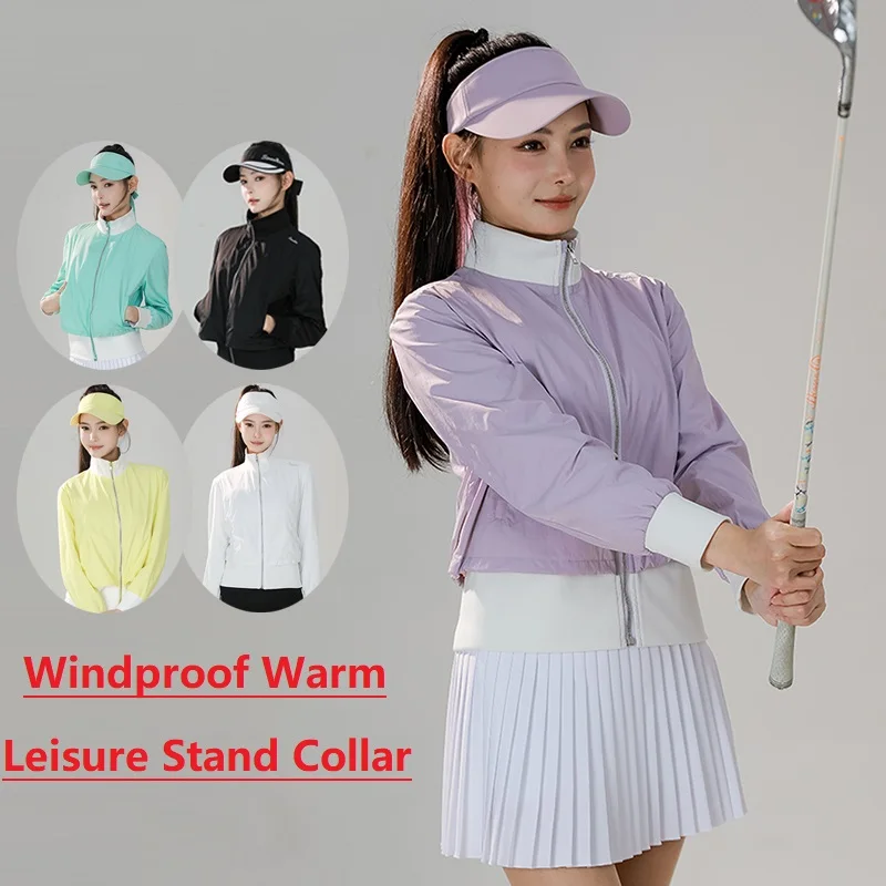 SG Autumn Winter Woman Golf Coats Long Sleeve Thin Windbreaker Ladies Sports Tennis Zipper Stand Collar Jackets Female Golf Wear
