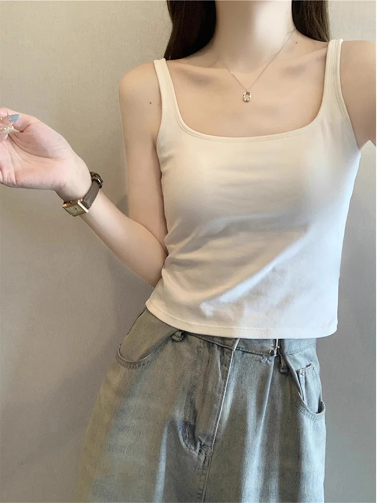 Slimming Square Collar  Strap Vest Women's Inner Wear Outerwear One-Piece Bra with Chest Pad Prevents Light Leakage Short...