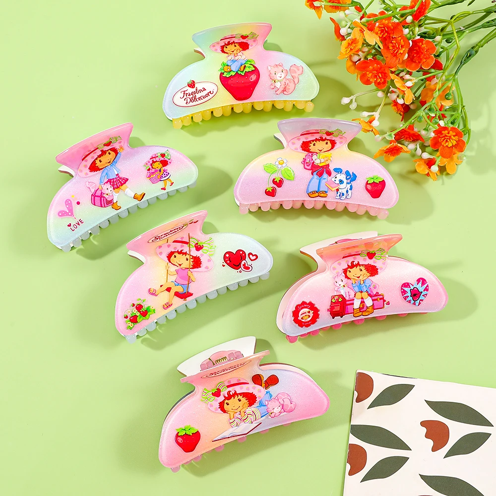 6-presilhas-de-cabelo-fofas-de-morango-e-tubarao-em-desenho-animado-presilha-de-cabelo-traseira-antiderrapante-com-glitter-gradiente-doce-acessorio-de-cabelo-moderno