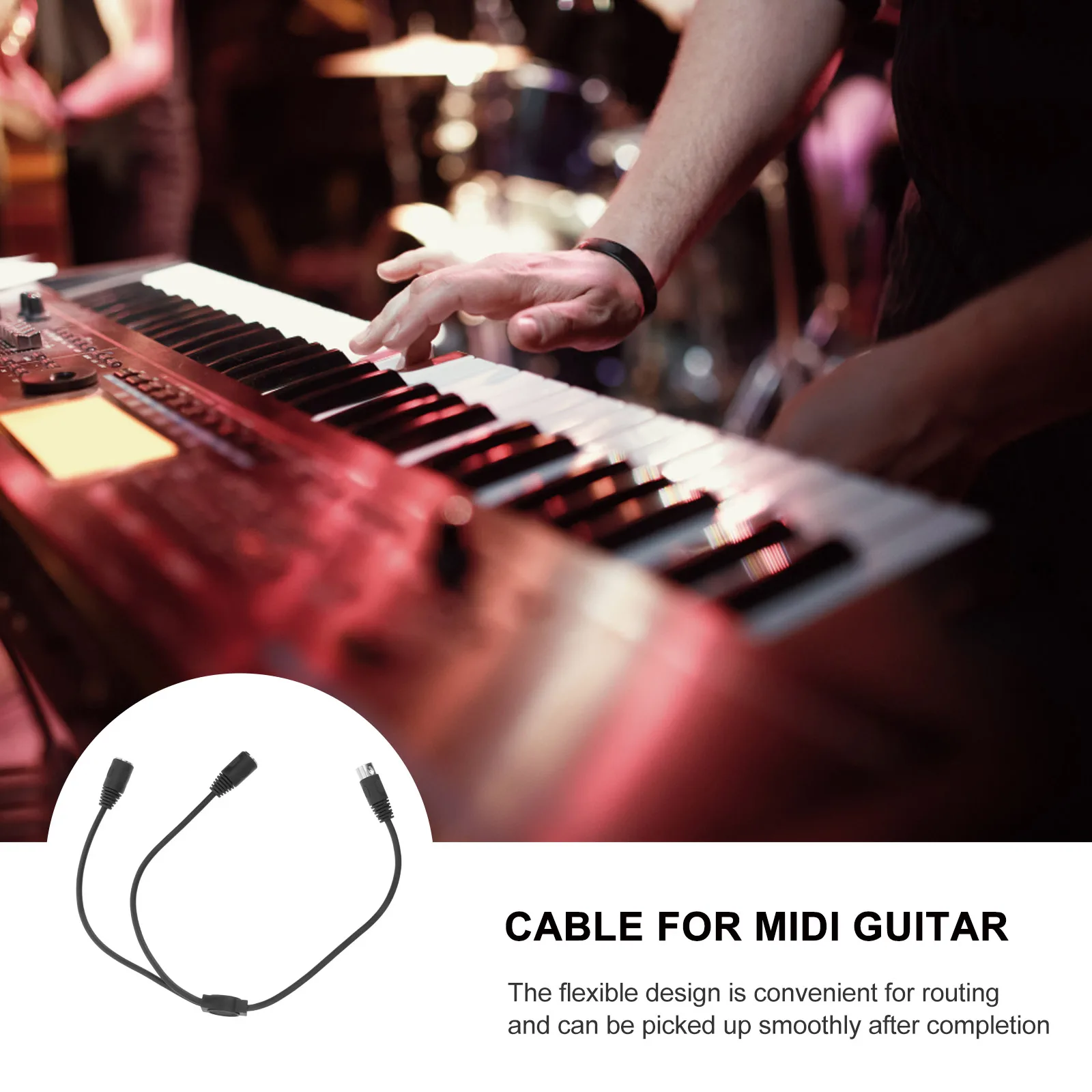 

Audio Cable MIDI for Live Performance DIN 5-Pin Y Adapter Guitar Copper Synthesizer Splitter Male to Female