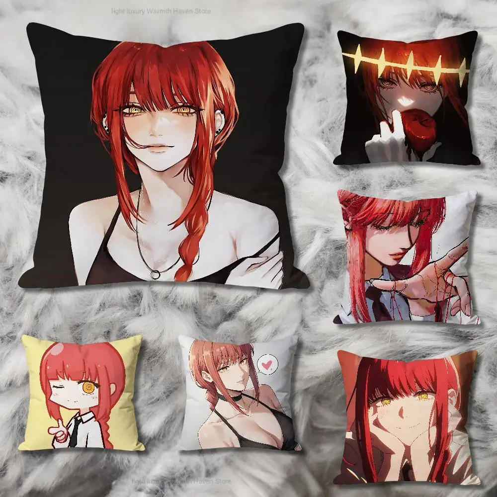 

Cute M-Makima Various Sizes Square Pillow Case For Car Home Bedchamber Decor Custom Valentine gift