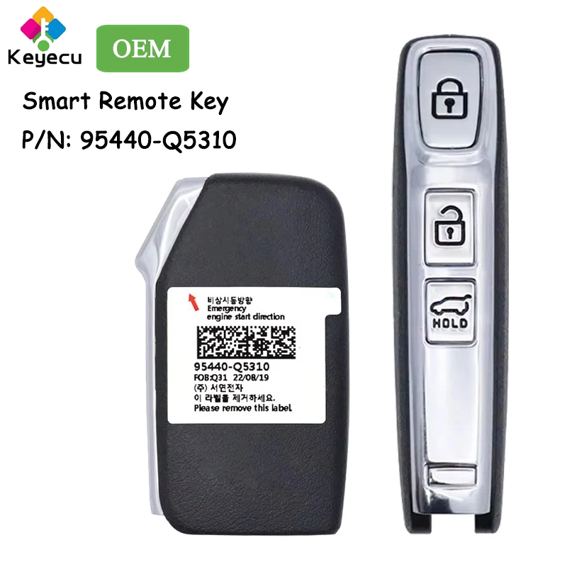 KEYECU OEM Smart Remote Control Car Key With 3 Buttons 433MHz for Kia Seltos 2021 2022 Fob P/N: 95440-Q5310