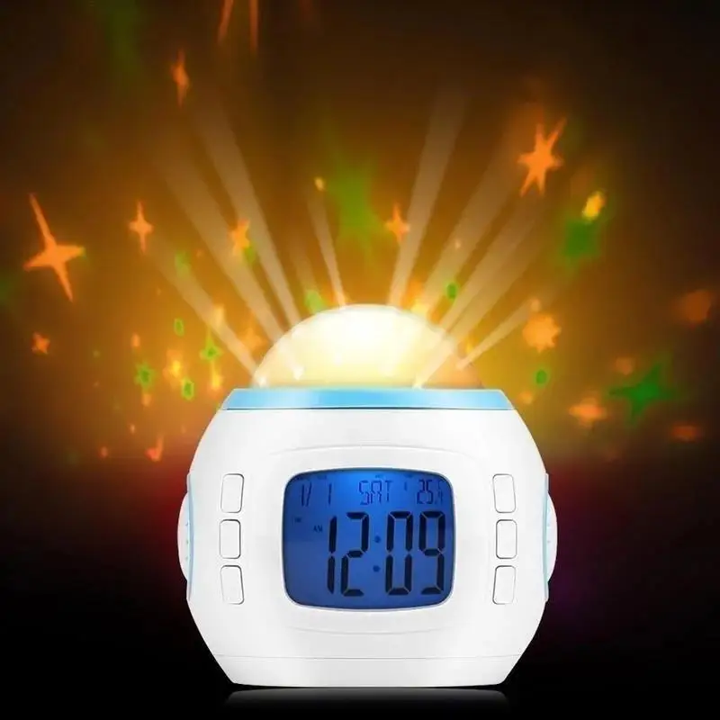 2026 Children Sleeping Sky Star Night Light Projector Lamp Bedroom Alarm Clock Music (Color: Multicolor) Household Supplies view 4