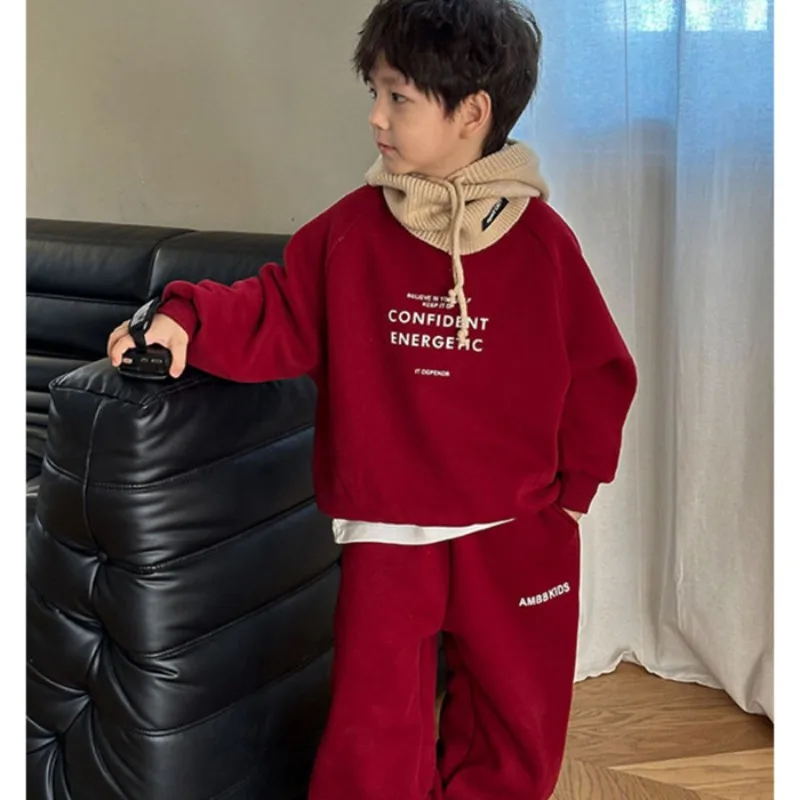 RAISE Winter-Set für Teenager-Jungen, 2-teiliges Kleidungsset, Sweatshirt mit Buchstabenmuster und Fleece-Unterhose, warmes, dickes Kinder-Outfit für Jungen. – Detail 7
