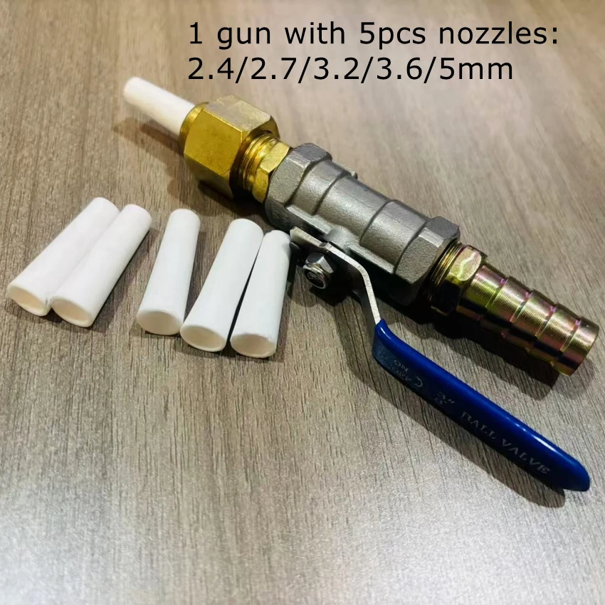 Valve Type Sand Blasting Gun For JL 5/10/20Gallon Sandblaster Tanks, Ceramic Sandblast Nozzles 2.4/2.7/3.2/3.6/5mm