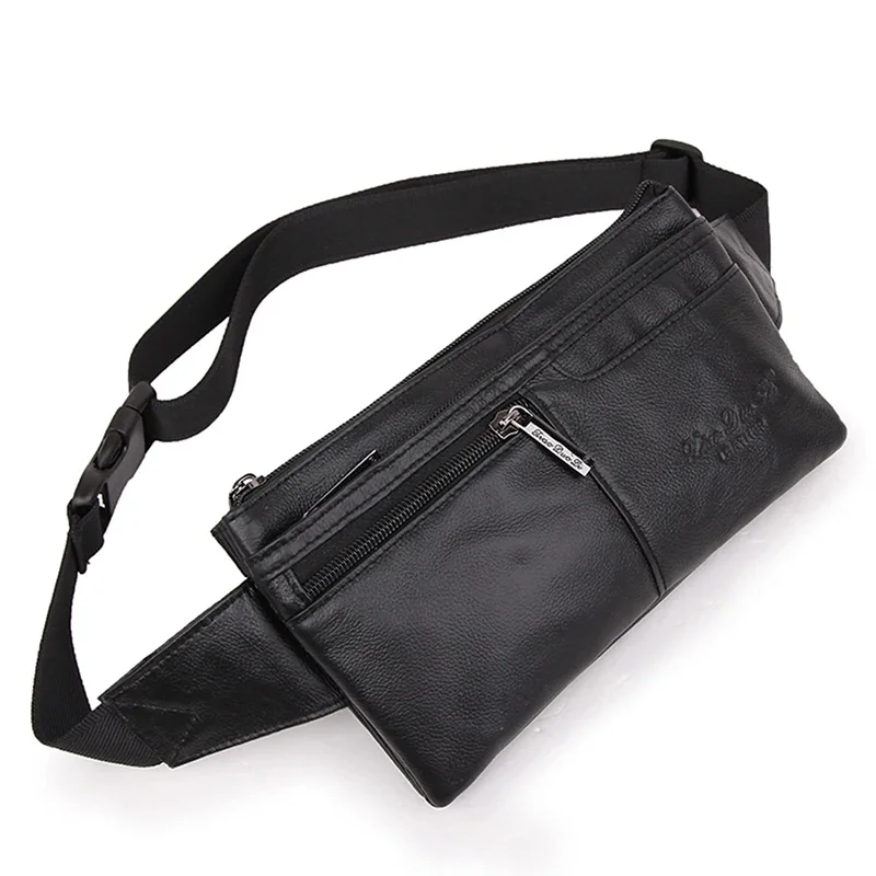 

Genuine Leather Waist Fanny Pack Men Sling Chest Messenger Shoulder Cell Phone Bag Travel Hip Bum Belt Purse