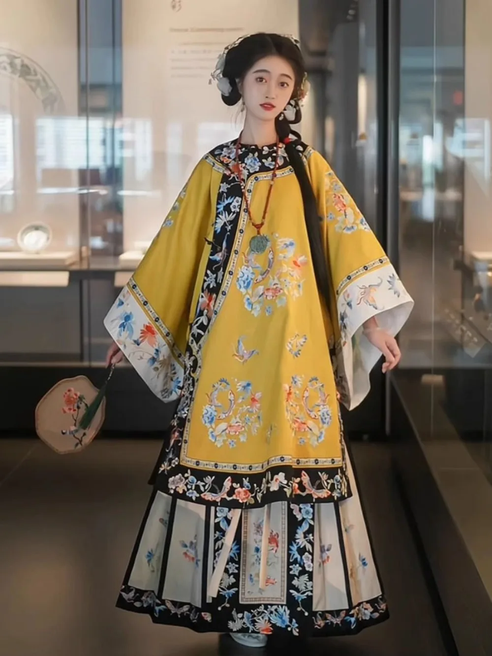 

Qing Dynasty Clothing Set - Autumn Mandarin Collar Cheongsam Elegant Late Qing Traditional Chinese Han Costume for Women