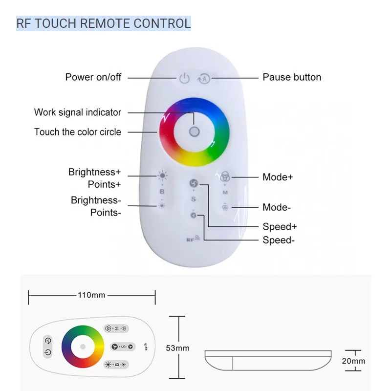 Imagem -05 - Mini Led Magic Color Pixel Lamp Controller Dream Dimmer 2.4g rf sem Fio Toque Remoto dc 524v 12v Luzes de Tira Endereçáveis