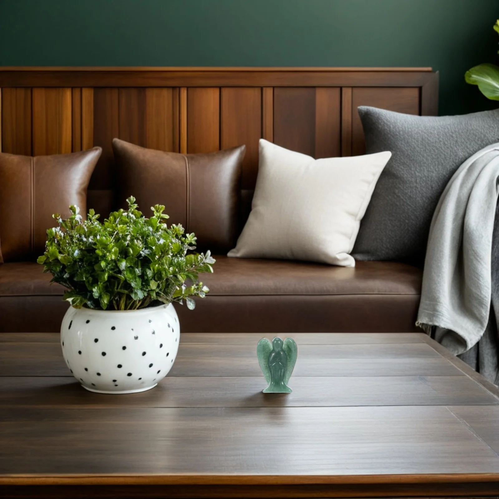 

Crystal Hand-Carved Miniature Ornament Peace Guardian Decorative Sculpture for Home Office Table Car Dashboard