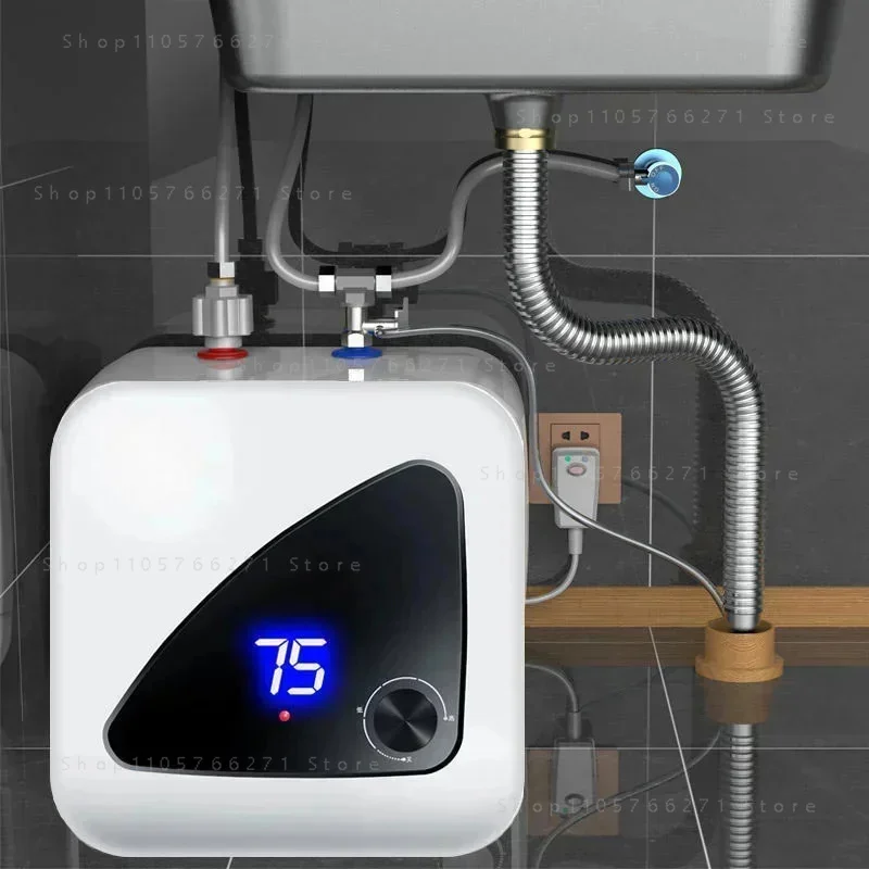 220V 110V 1500W 8L Electric Water Heater Household Kitchen Stainless Steel Water Storage Digital Display Upper Water Outlet