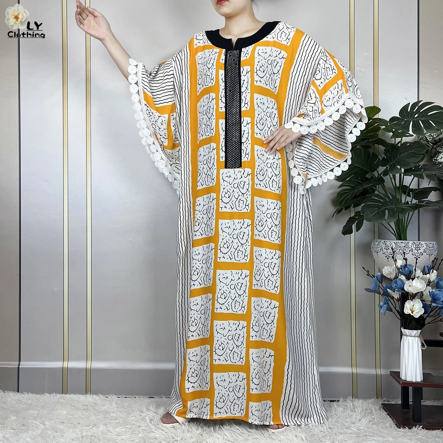 New Muslim Cotton Fabric Dresse With Big Scarf For Women Dubai Summer Short Sleeve Femme Elegant Robe African Traditional Abayas