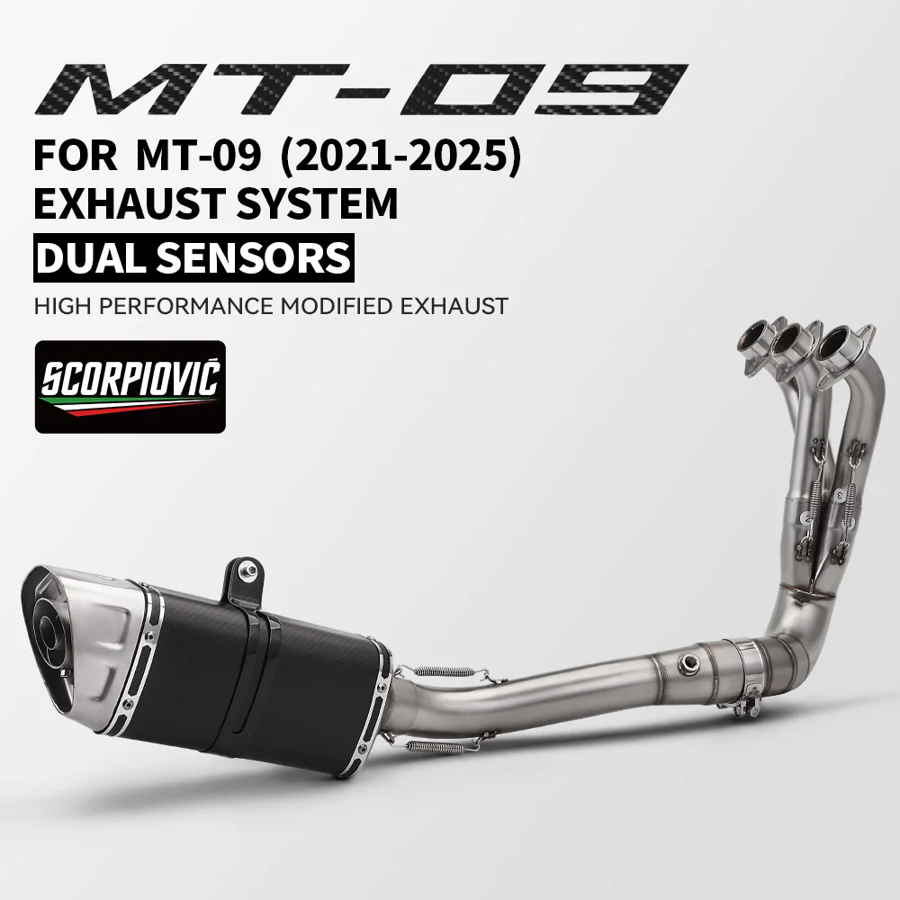 Motorcycle Exhaust Muffler Full Systems Escape Moto Slip on For YZF MT09 R9 FZ09 XSR900 Tracer 9 900 GT 2024 2025