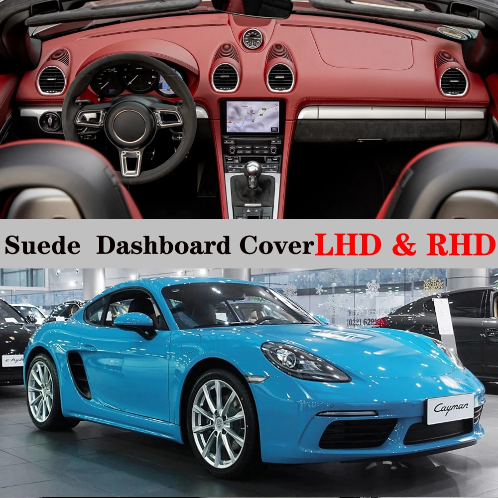 Zamszowa skórzana mata na deskę rozdzielczą Mata na deskę rozdzielczą Akcesoria do Porsche Porsche 718 Cayman Boxster 2017 2018 2019 2020
