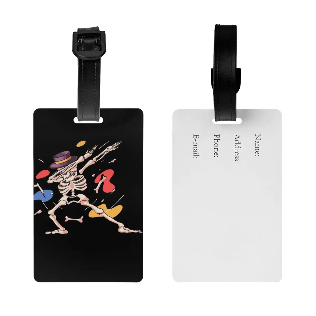 هالوين الرقص الهيكل العظمي علامات الأمتعة حقيبة الملحقات السفر المحمولة الأمتعة الصعود علامة التسمية حامل معرف اسم العنوان #2