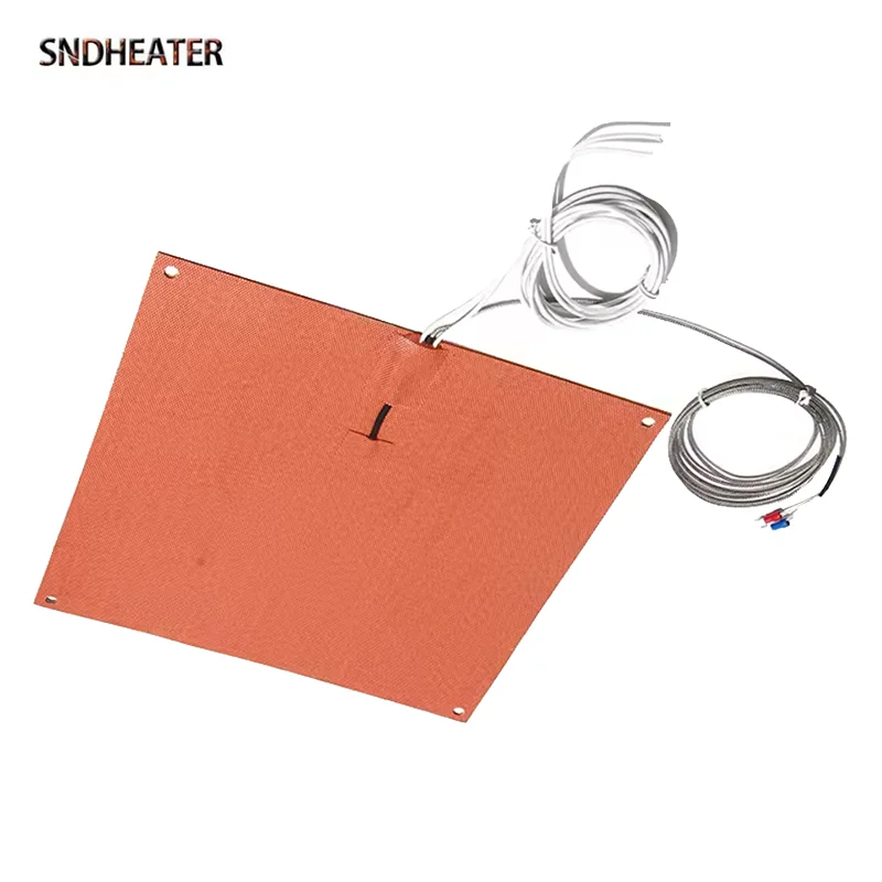 SNDHEATER 12V 24V 220V Electric Silicone Heating Pad 20/30/50/80/100W with K Thermocouple 50MM/60MM/80MM/100MM for Oil Tank