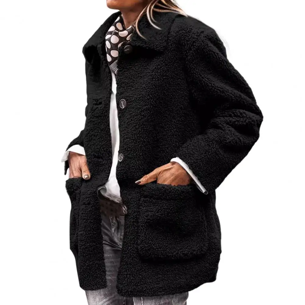 Women Plush Jacket Solid Color Jacket Stylish Women's Faux Fur Jacket Collection Plush Sherpa Coats for Winter for Work