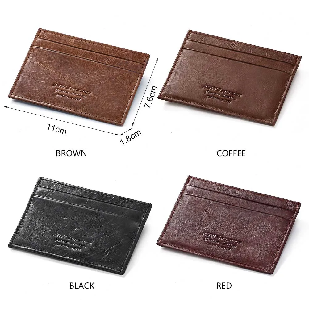 New Slim 100% Cowhide Leather Card Holder for Men Thin Mini ID Credit Cardholder Purse Minimalist Front Pocket Wallets