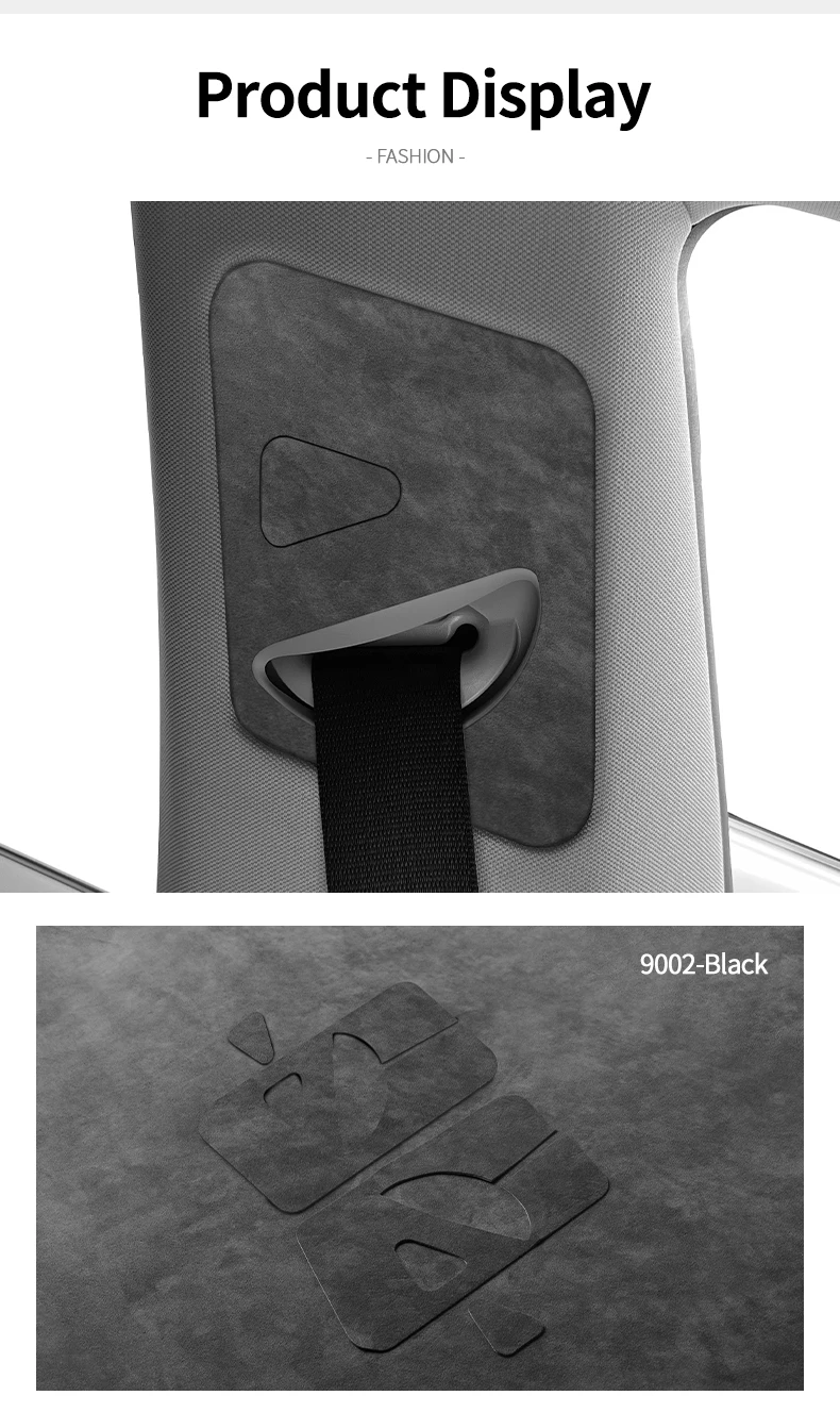 Für Tesla Model 3, Modell Y, Auto-Sicherheitsgurt-Retraktor, Panel-Schutz, Zieraufkleber, hergestellt aus Alcantara, Innenstimmungszubehör – Detail 9