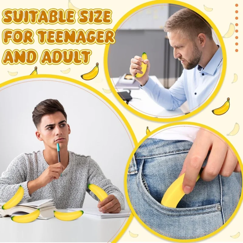 Fake Banana Squishy Toys Soft Lightweight & Durable PU Foam Fruit Squeeze Toy Fun & Relaxing with Realistic Look Funny Prop