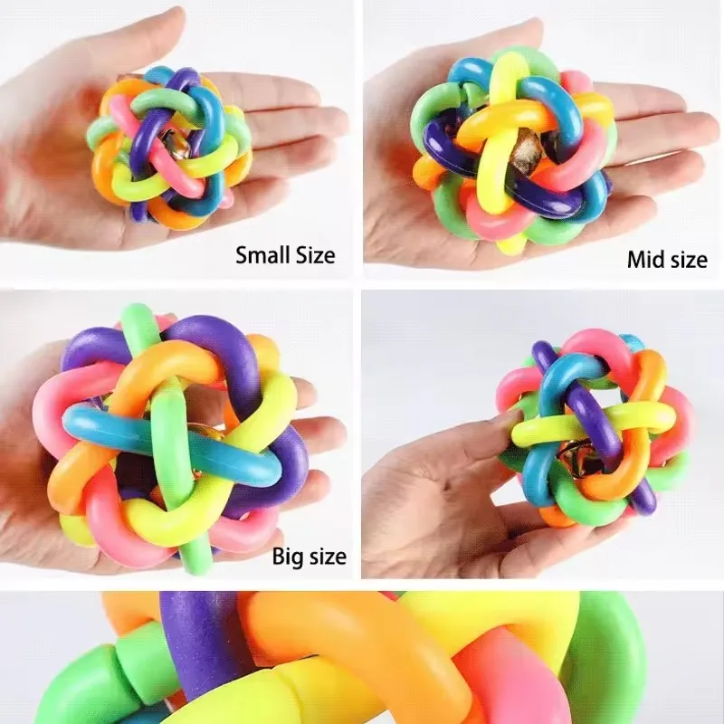 Colorful Bell Woven Toy Popular Dog Bite Resistant Rubber Pet Chewing Playing Fetching Nice Ball Puppy Toy for Large Small Dogs view 3