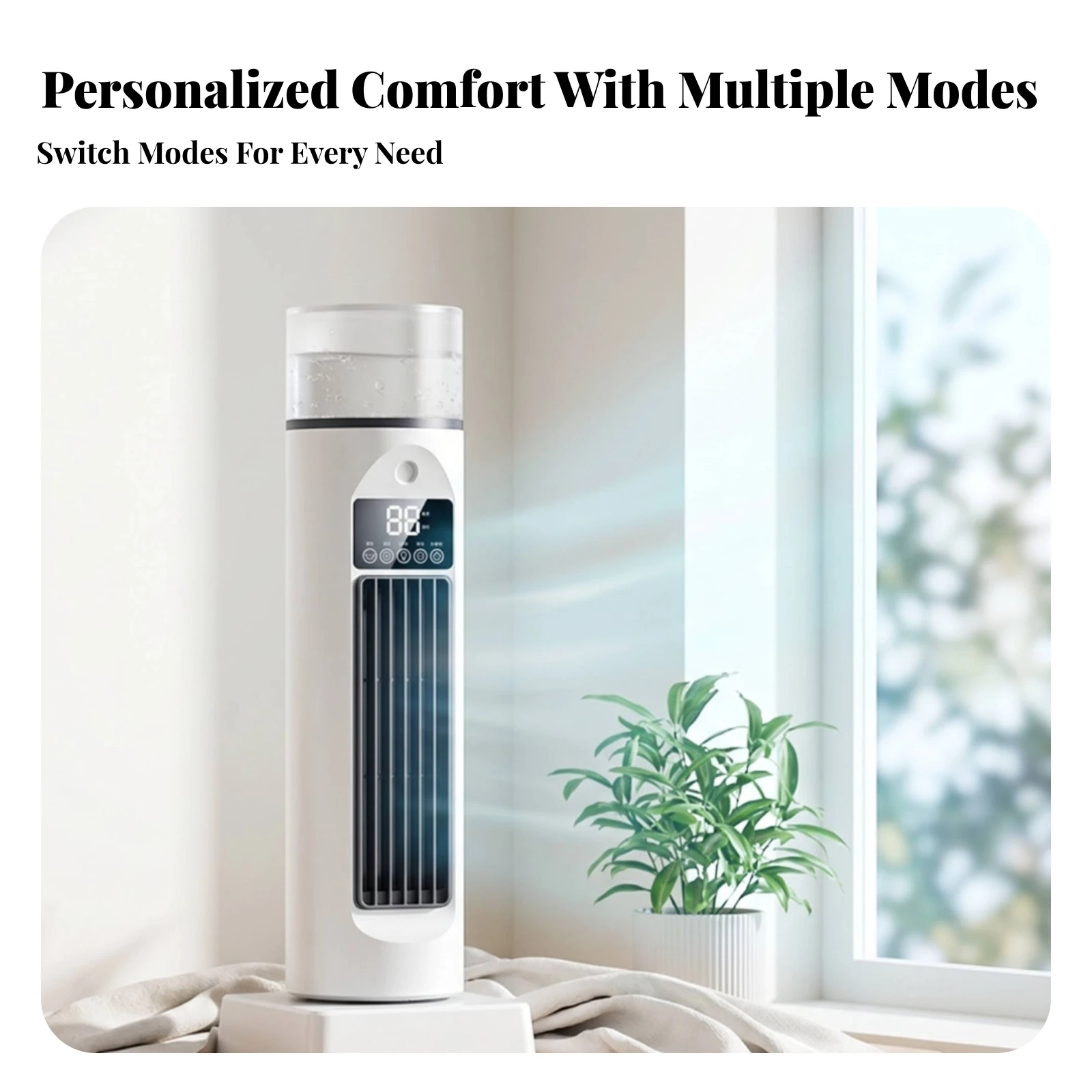

Humidifying Column Fan Digital Display Bladeless Column Fan Home Appliance Tabletop Compact