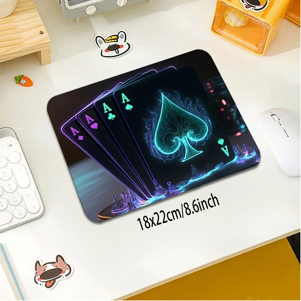 CIFBUY Poker Card Pattern Mouse Pad Small Gaming Desk Mat Non Slip Rubber Base HD Print Art Aesthetic for PC Office Home Decor