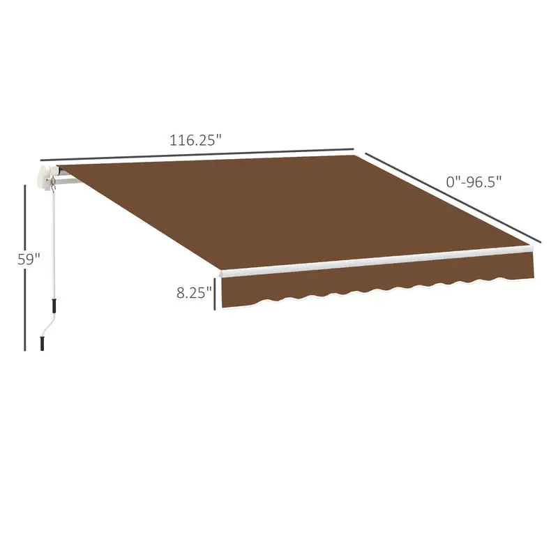 

Outsunny 10' x 8' Manual Retractable Sun Shade Patio Awning - Coffee Brown