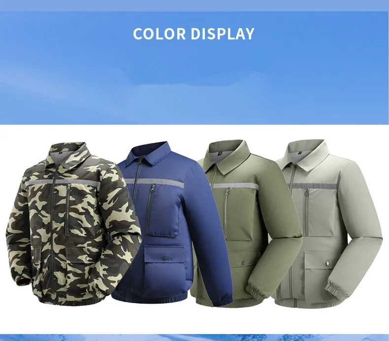 Neue lockere Sommerjacke mit Ventilator zur Schutz vor Hitzeschlag für Herren, kühlende Jacke für Arbeiten auf Baustellen im Freien (ohne Powerbank) – Detail 16