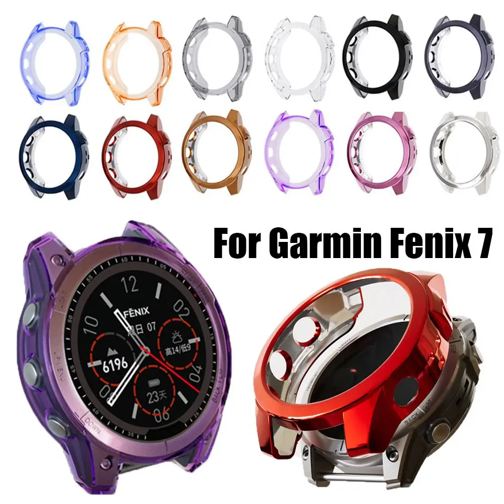 Luxury Full Protection Dust-proof Protective Skin TPU Plating Case Watch Frame Guard Shell For Garmin Fenix 7