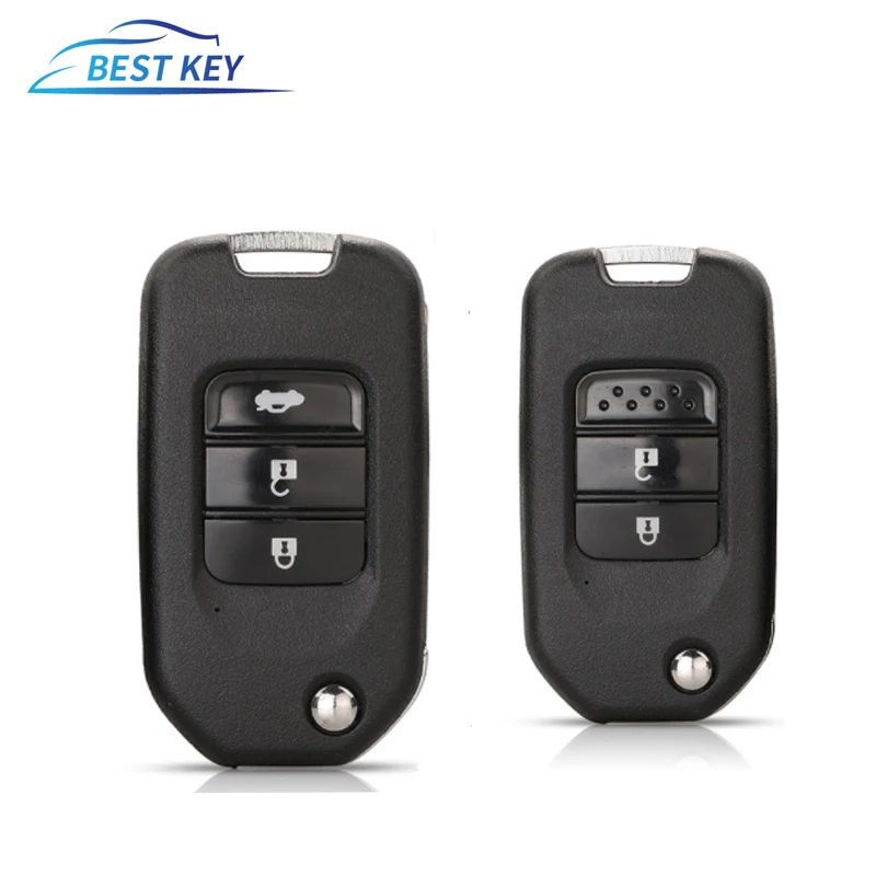 ที่ดีที่สุด KEY อุปกรณ์เสริมรถยนต์ Flip Remote Key Shell สำหรับ Honda FIT XRV VEZEL CITY JAZZ CIVIC HRV กุญแจแบบพับ Fob 2/3ปุ่ม