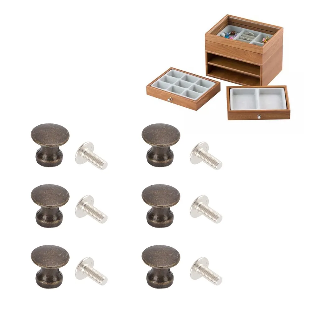 20pcs Cabinet Handle Zinc Alloy Single Hole Handle 12x11MM Bronze Drawer Pulls Vintage Round Head Mini Drawer Pulls Dresser