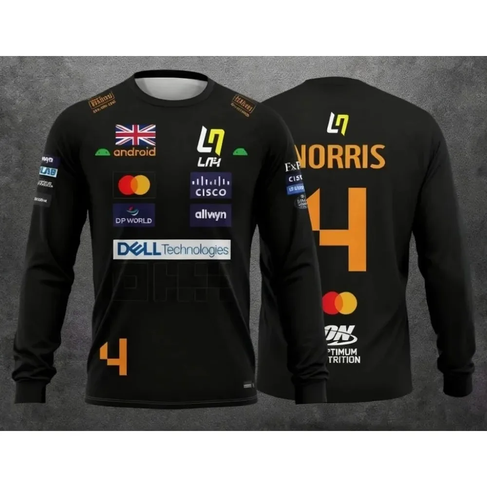 تي شيرت رياضي خارجي بأكمام طويلة على طراز سباق الدراجات النارية، تي شيرت شارع عصري قابل للتنفس وسريع الجفاف