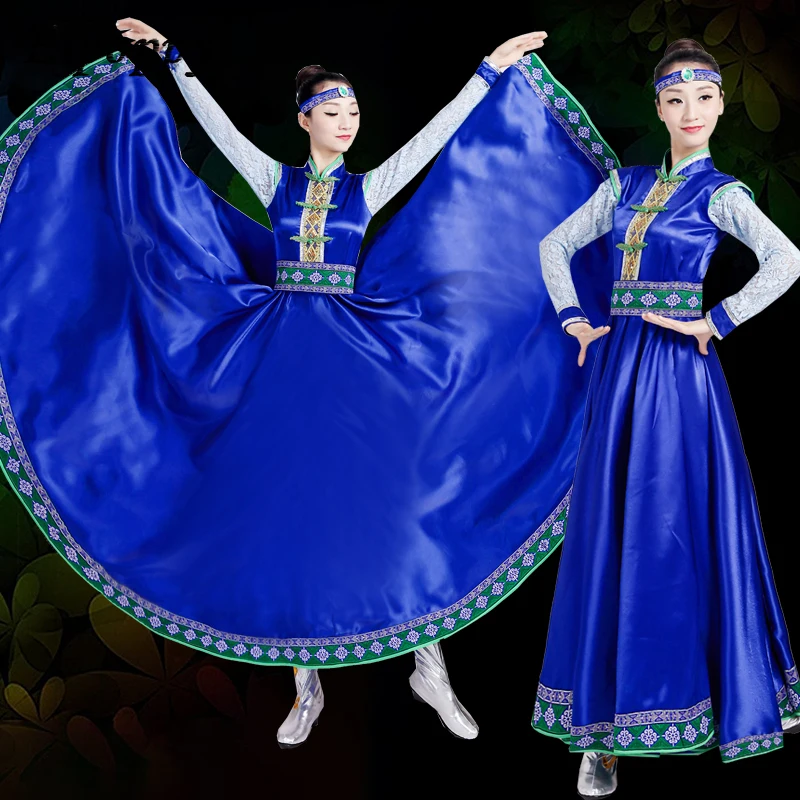 New Mongolian Costume Women's Inner Mongolia Dance Costumes Mongolian Robe Adult Ethnic Performance Skirts