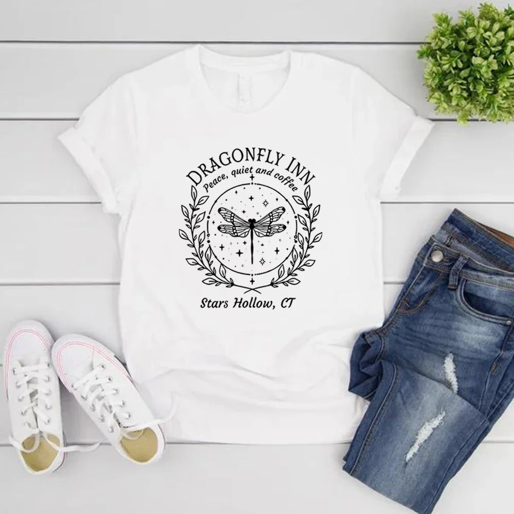 Stars Hollow T-shirts Dragonfly Inn Shirt Lukes Diner Tee Matching Women T Shirt Stars Hollow Tee Vintage Tshirt Women Clothes image 3