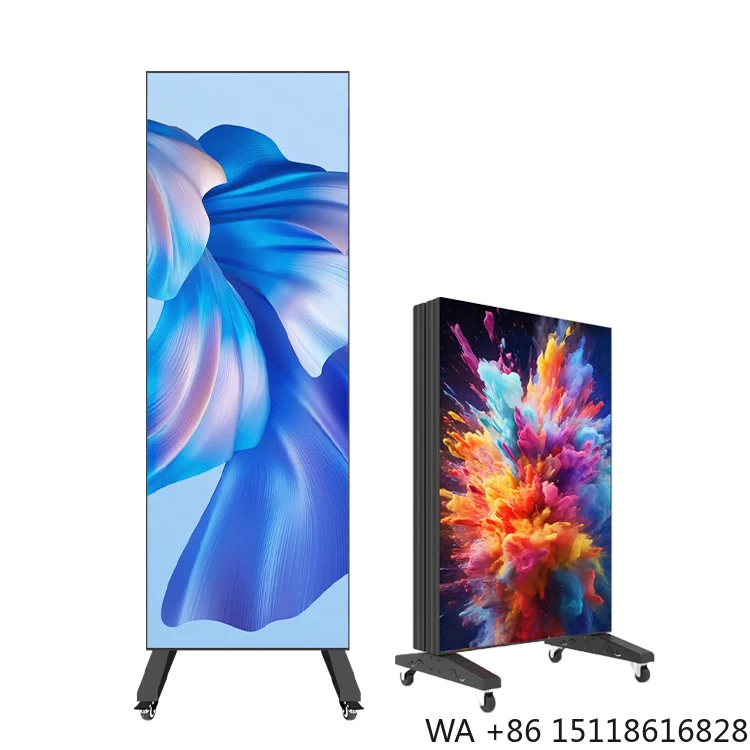Hot Sale Video Digital Led Poster Display P2 P2.5 Smart Pulley Foldable Indoor LED Screen Poster