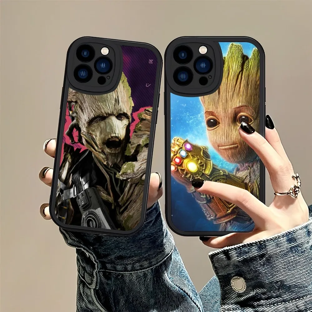 MINISO M-Marvel Guardians Groot Phone Case For iPhone 11 12 13 14 15 X XR Pro MAX Plus Lens Protective Leather Soft Back Cover