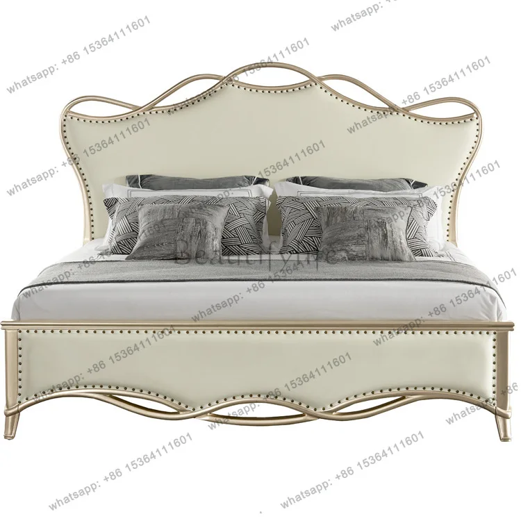 

American light luxury solid wood leather European double soft bag wedding bed big bed minimalist all solid wood