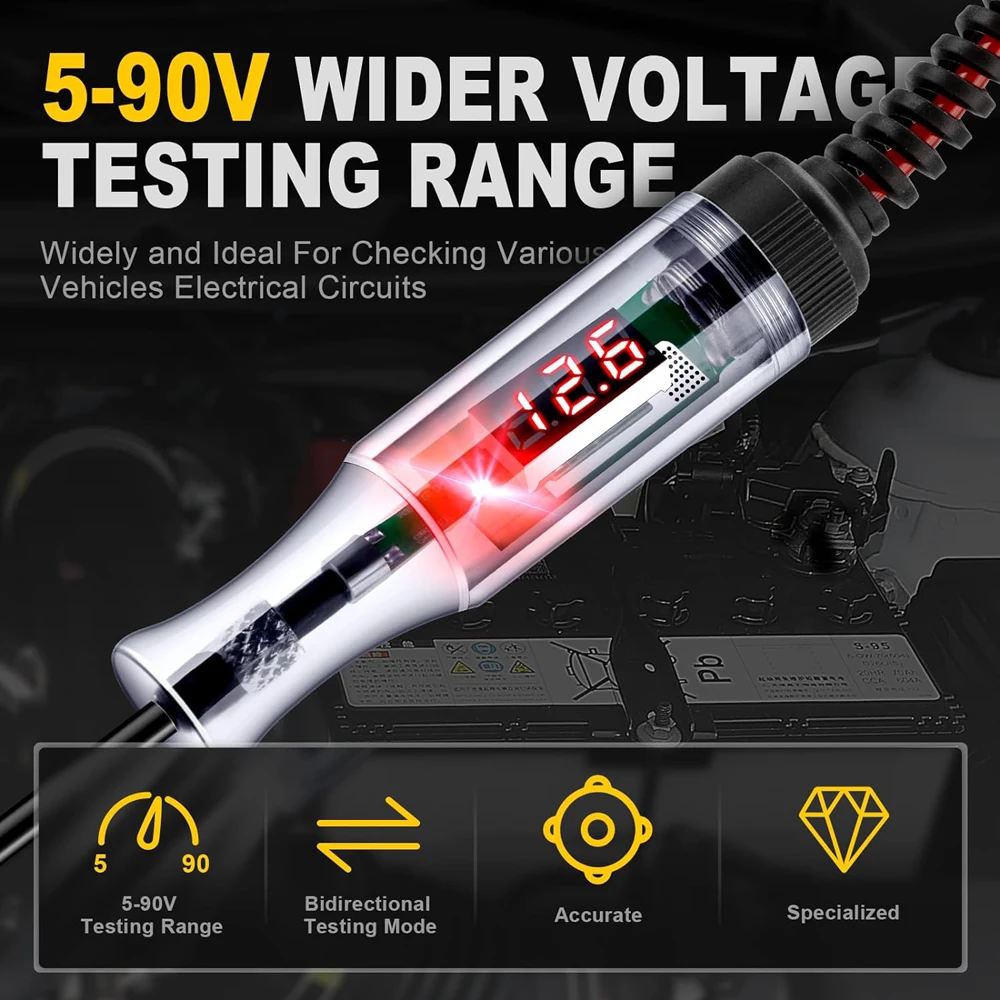 6V/12V/24V Car Circuit Tester Premium Test Light Probe Pen Light Bulb Diagnostic Tool Truck Voltage Circuit Tester Auto Repair