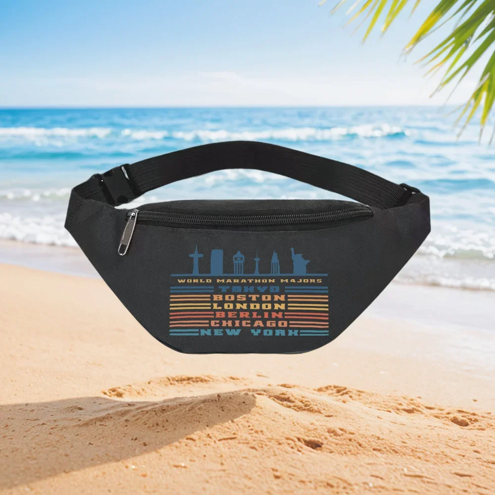 World Marathon Majors: Tokyo,Boston,London,Berlin,Chicago,New York City Skyline Waist Backpack Crossbody Chest Bag Street Casual