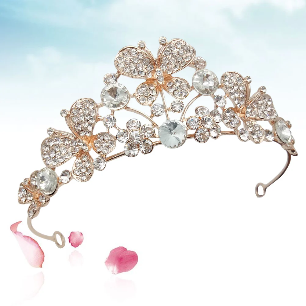 

1Pcs Crystal Wedding Crown Rhinestone Bridal Tiara Hair Jewelry Elegant Golden Crown for Women Wedding Engagement Party