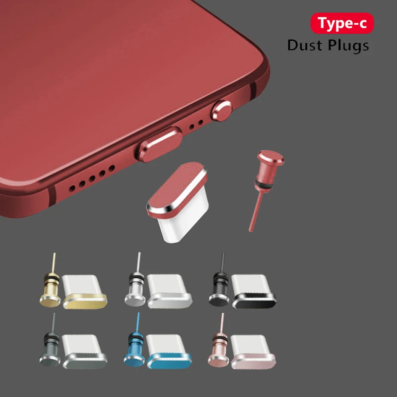 Type C Plug Dust Plug Set USB Type-C Port and 3.5mm Earphones Jack Plug For Samsung Huawei Xiaomi for iPhone ipad Apple Airpods