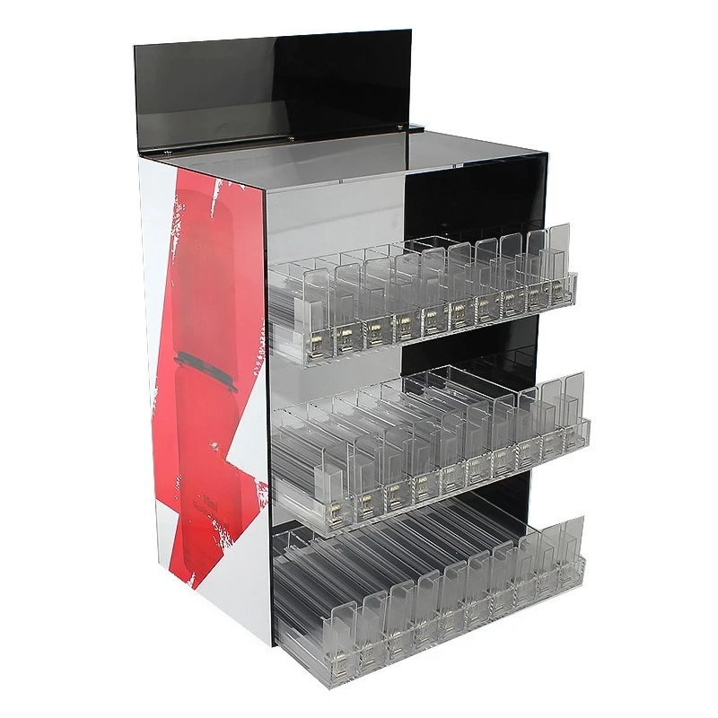Electronic atomized cigarette rack, convenience store shelf, cigarette display, acrylic, with booster.